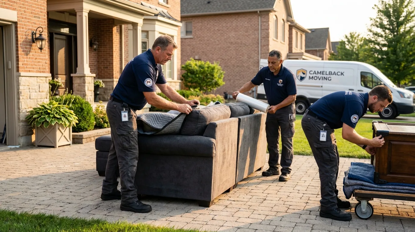 Large estate moving crew wrapping furniture in Ladera Ranch, CA