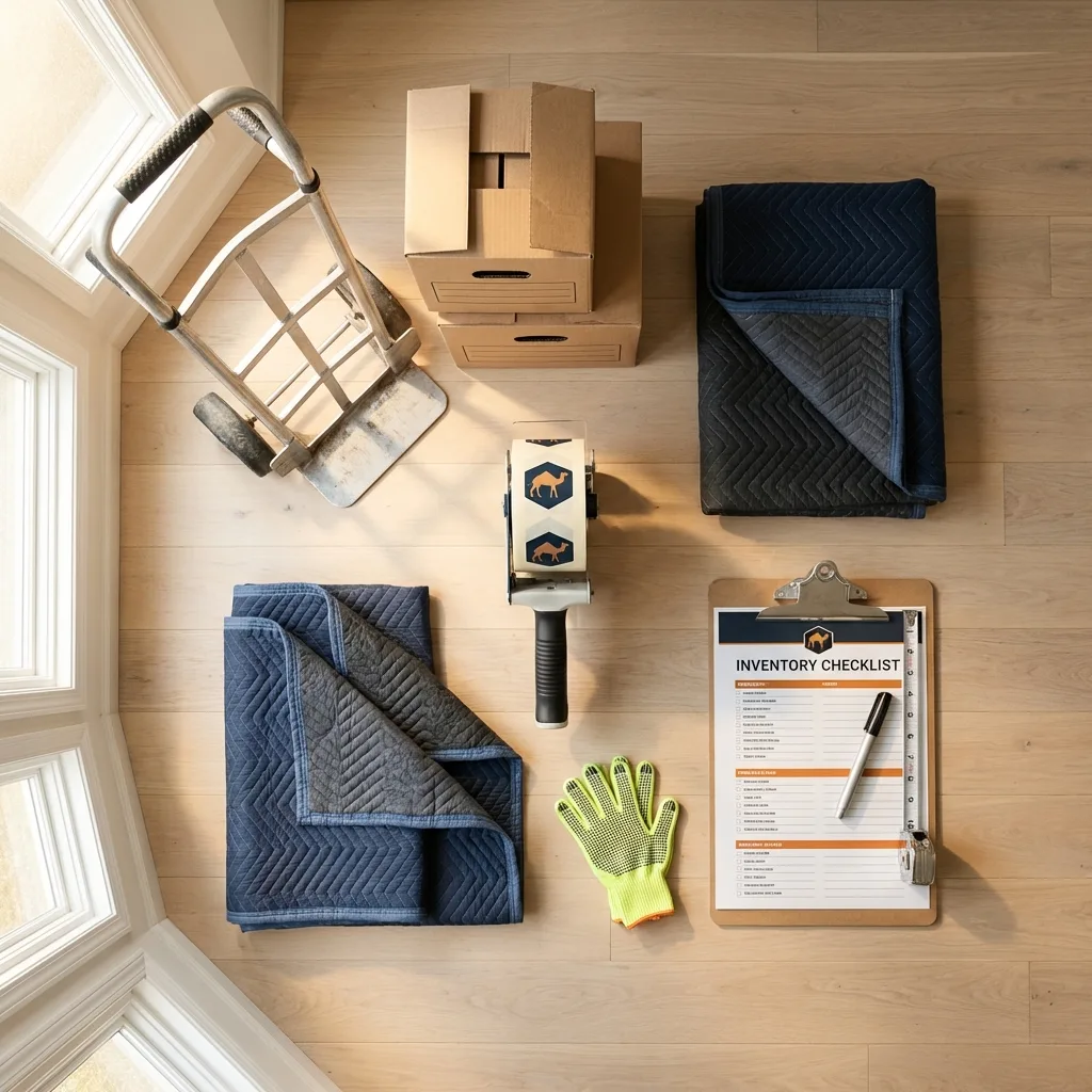 Professional moving supplies and packing materials layout for Ladera Ranch residential relocations